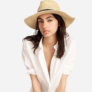 J. Crew Raffia Straw Packable Wide Brim Sun Hat